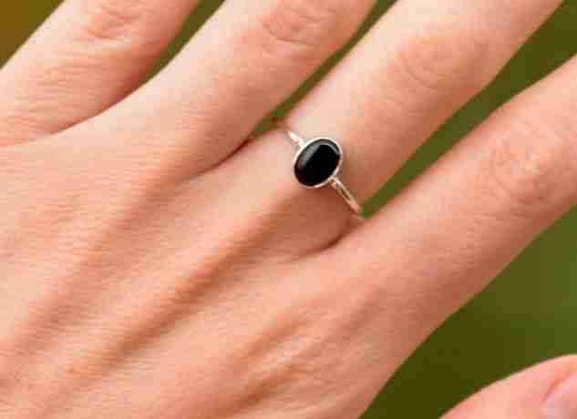Black Onyx Crystal Ring Woman