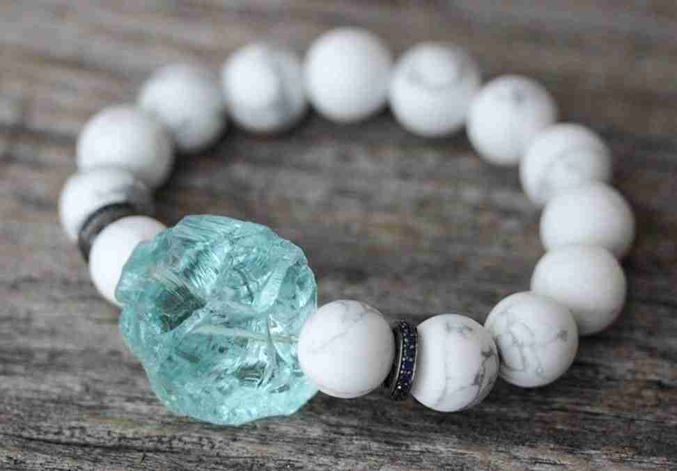 White Stone Bracelet with Aquamarine